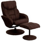 Contemporary Multi-Position Recliner and Ottoman with Circular Wrapped Base in Brown Microfiber - BT-7895-MIC-PINPOINT-GG A-Z Store Nadia