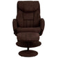 Contemporary Multi-Position Recliner and Ottoman with Circular Wrapped Base in Brown Microfiber - BT-7895-MIC-PINPOINT-GG FLASHMEGA