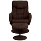 Contemporary Multi-Position Recliner and Ottoman with Circular Wrapped Base in Brown Microfiber - BT-7895-MIC-PINPOINT-GG Mega Marabella