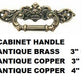 CABINET Handle AB – Antique drawer pulls with mounting screws. Mounting hole space: Brass Victorian floral pattern with black painting. Fit for: dresser drawer, cabinet, cupboard, jewelry box, wooden case, chest, wardrobe and other furniture MEGA