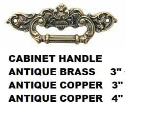 CABINET Handle AB – Antique drawer pulls with mounting screws. Mounting hole space: Brass Victorian floral pattern with black painting. Fit for: dresser drawer, cabinet, cupboard, jewelry box, wooden case, chest, wardrobe and other furniture