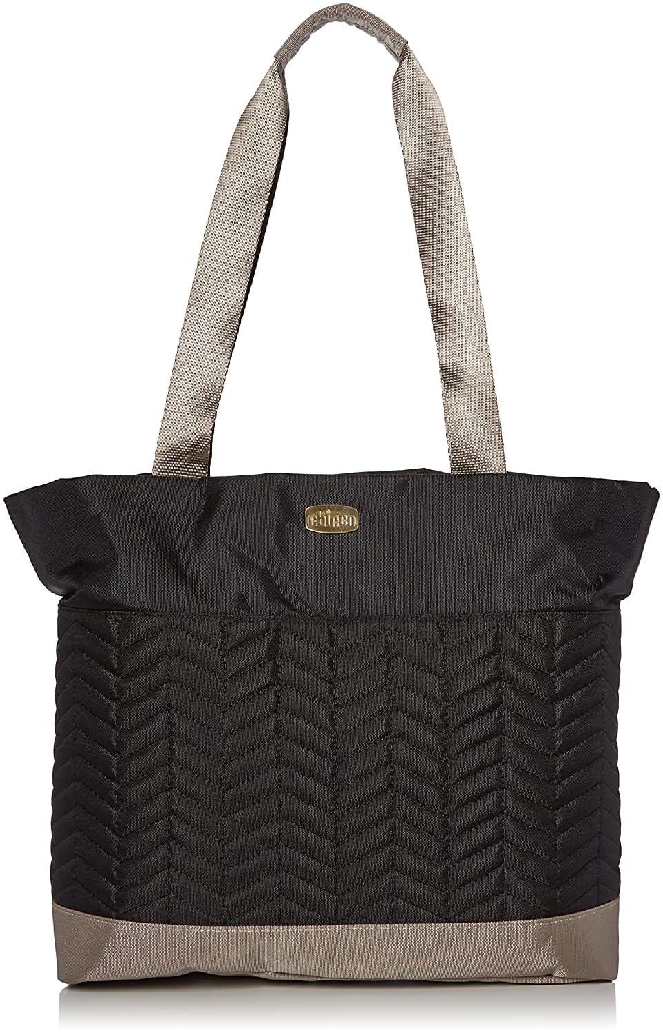 CHICCO  Diaper Bag Chevron Black: Thermal zippered bottle pocket with high-density thermal insulation and thermoflect radiant barrier - 06079396950070 ebuystt