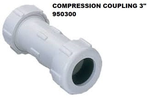 Brown's PVC Compression Coupling White 3 In