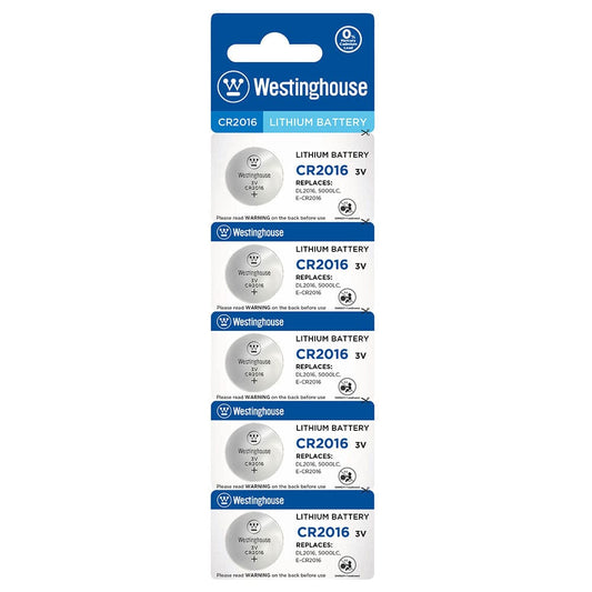 The Westinghouse Lithium Button Cells – 3 V Battery - Ideal for  Key FOBS, Watches, Calculators, Meters, Remotes and Other small Devices - CR2016-BP5 MEGA