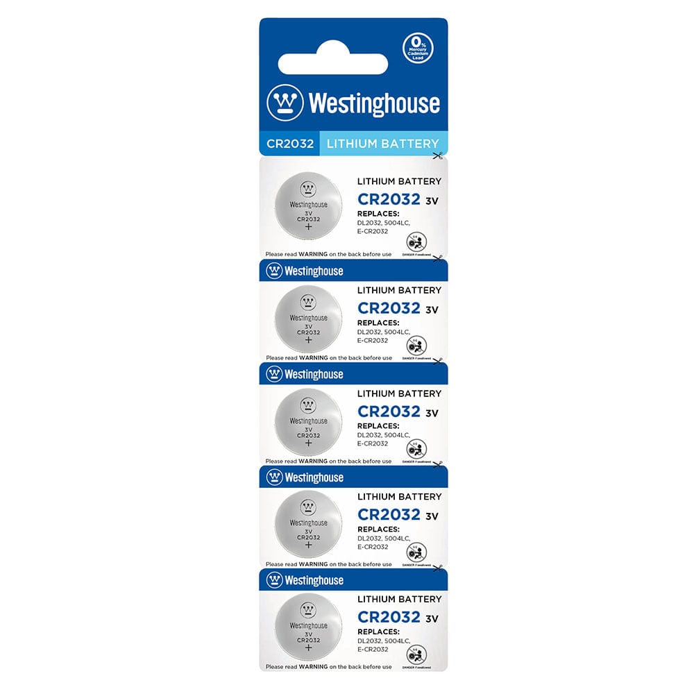 The Westinghouse Lithium Button Cells - 3V– Ideal for  Key FOBS, Watches, Calculators, Meters, Remotes and Other small DevicesCR2032-BP5