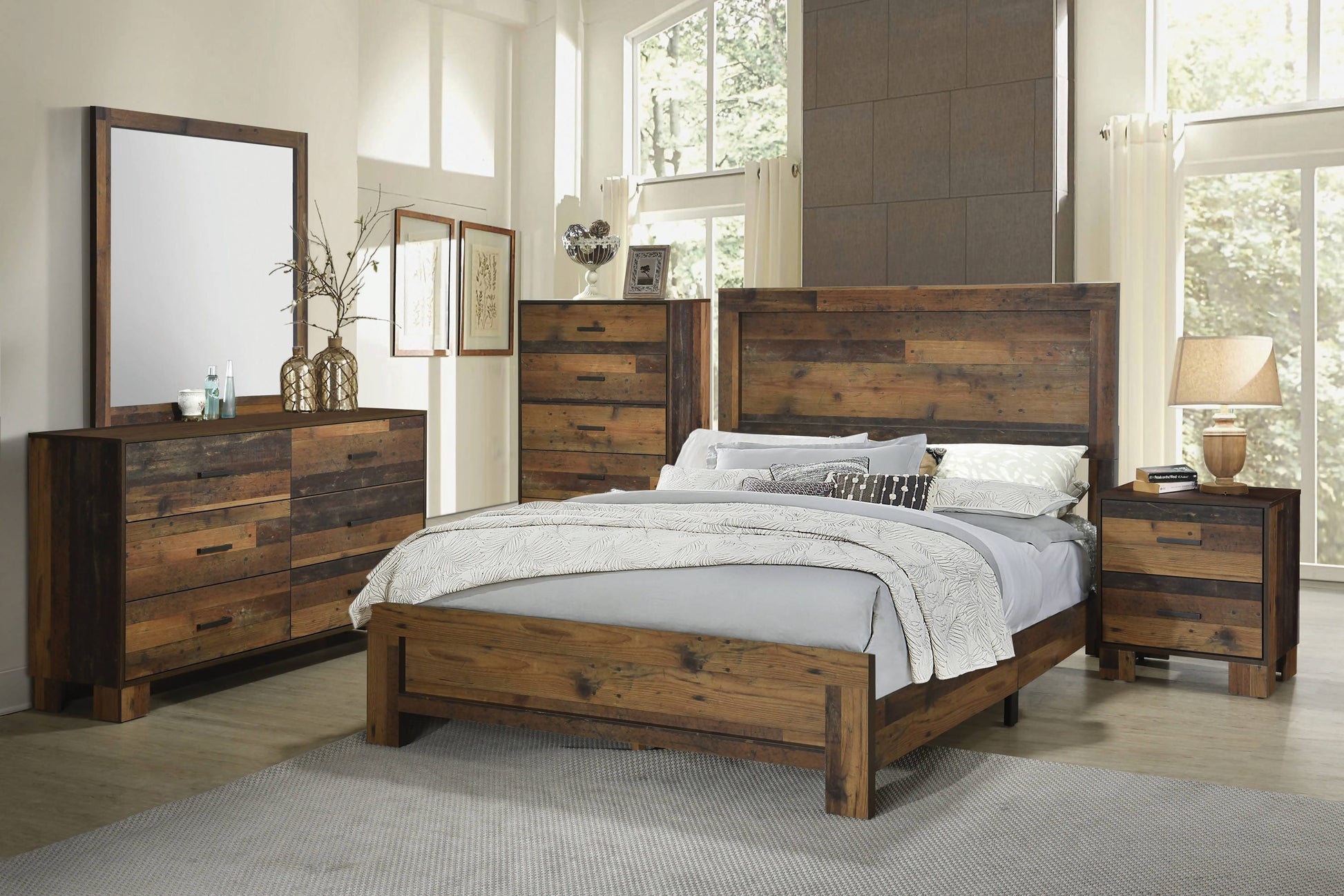 Sidney Eastern King Panel Bed Rustic Pine - 223141KE Pie's Variety Store