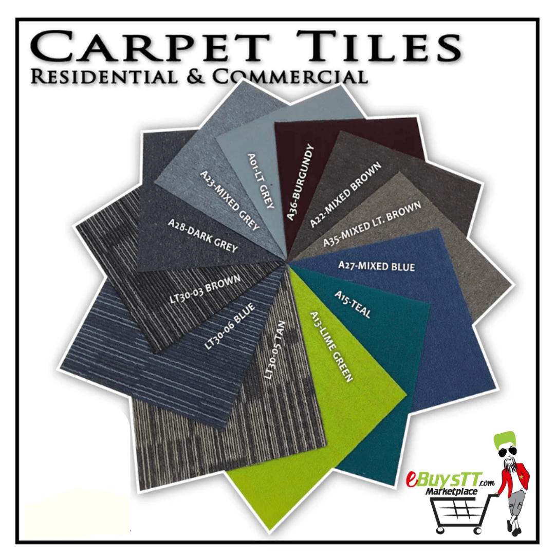 Carpet Tile Residential and Commercial Includes Adhesive Tabs