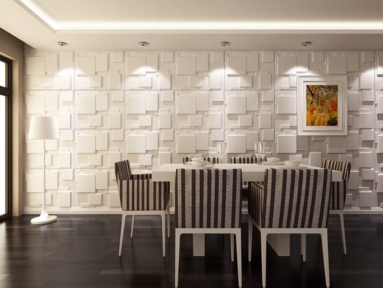 Mega Luxe Paintable 3D Texture PVC Wall Panels (19.7 x 19.7In.) - Decorative, waterproof, flame resistant, sturdy, interior decoration to add both aesthetics and functionality to your home and offices - D095 MEGA LUXE
