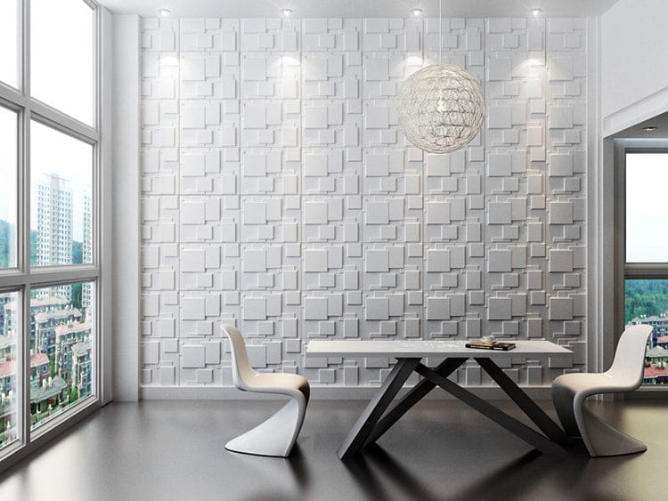 Mega Luxe Paintable 3D Texture PVC Wall Panels (19.7 x 19.7In.) - Decorative, waterproof, flame resistant, sturdy, interior decoration to add both aesthetics and functionality to your home and offices - D095 MEGA LUXE