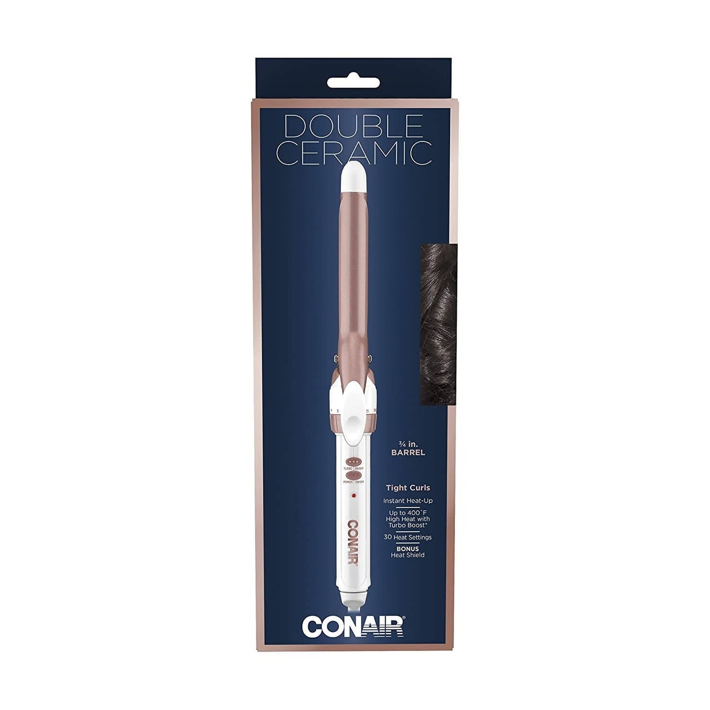 Conair Double Ceramic 3/4 inch Curling Iron (White/Rose Gold) has a higher ceramic content to deliver even heat, fast styling and long-lasting curls - C-CD700GN Pie's Variety Store