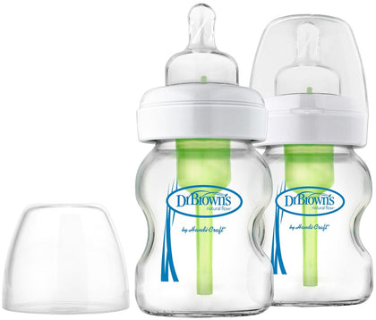 Dr Browns Natural Flow Options+ 2pk 5 Oz Glass Wide Neck Bottle Set - WB52700-P2