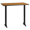 30'' x 45'' Rectangular Natural Laminate Table Top with 5'' x 22'' Bar Height Table Bases [XU-NATTB-3045-T0522B-GG]