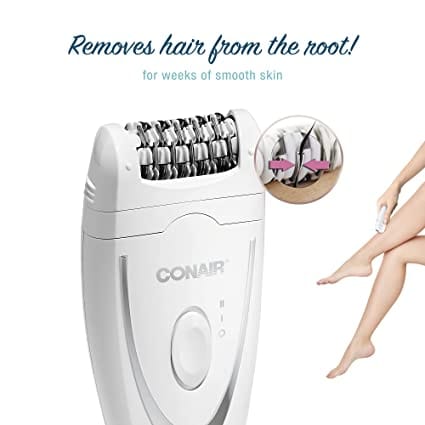 Conair® Satiny Smooth® Total Body Duo Epilator, Cordless Rechargeable features 40 tweezers to quickly remove even the finest hair at the root for smooth skin- E20 Pie's Variety Store