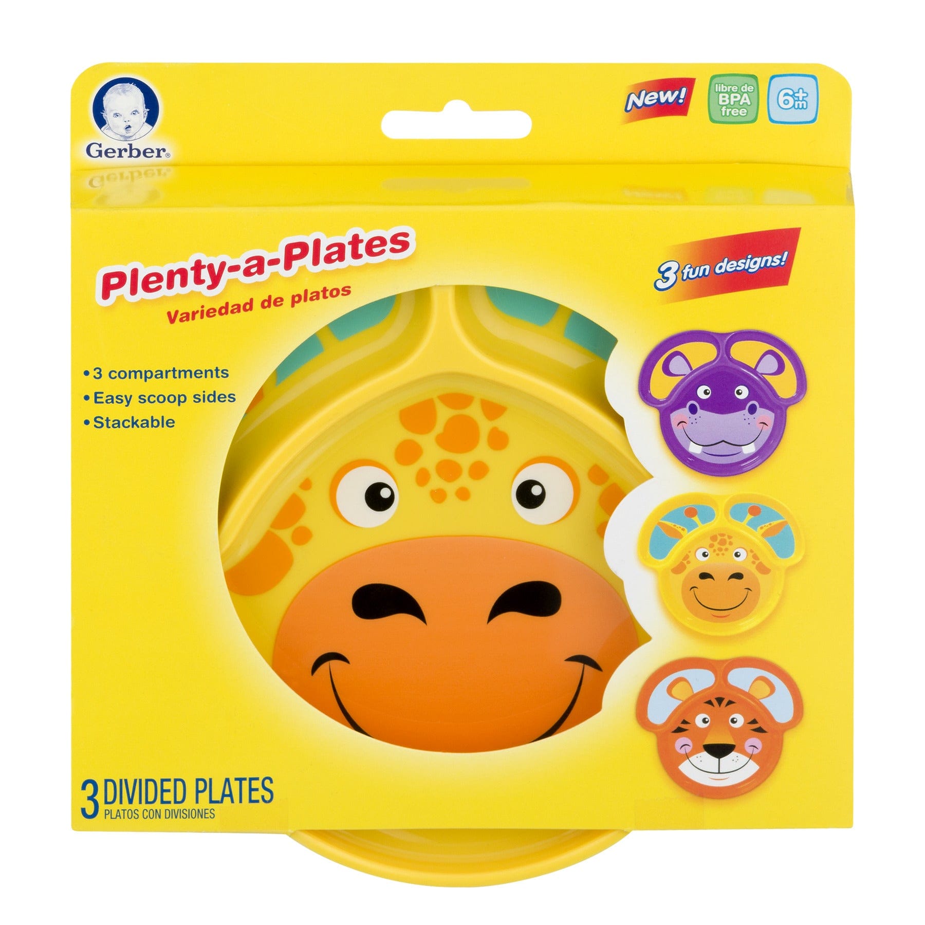 Gerber Plenty A Plate 3pk: 3 compartments and easy scoop sides - 17253MS