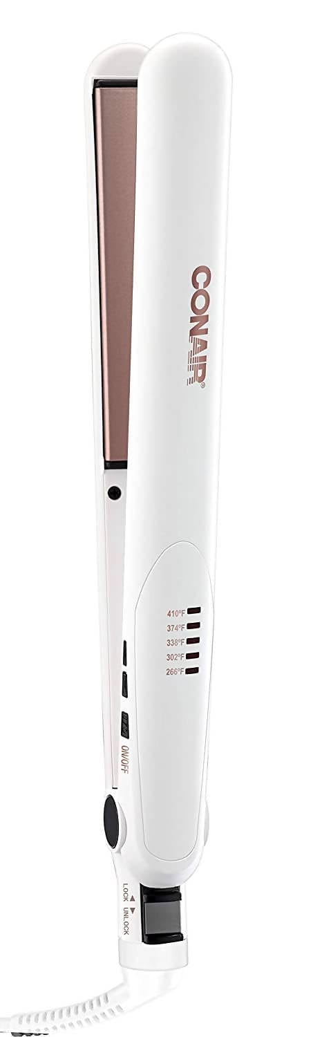 Conair Double Ceramic 1 Inch Flat Iron (White/Rose Gold) technology provides a higher ceramic content for even heat that’s gentle on hair, with anti-frizz control for silky smooth styles - C-CS221NAL Elegant AccScents