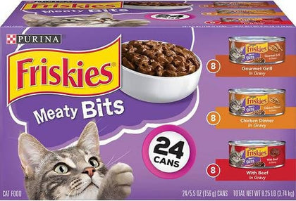 Friskies. Canned cat food: 24 Pack/16 lb/156 g / Friskies / 924838/ Purina Friskies - Adult Meal Set, Wet Cat, Assorted Pack - (24) 5.5 oz Boxes