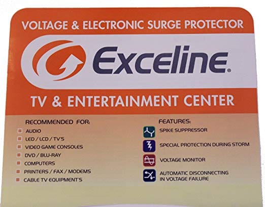 Exceline 3 Outlet Voltage & Electronic TV Surge Protector TV & Entertainment Center Ideal for Audio, LED LCD Tv's Video Game Consoles DVD and Blue -Ray- GSM-TV120E Mega