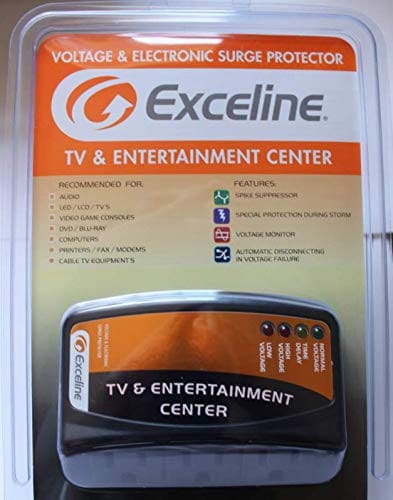 Exceline 3 Outlet Voltage & Electronic TV Surge Protector TV & Entertainment Center Ideal for Audio, LED LCD Tv's Video Game Consoles DVD and Blue -Ray- GSM-TV120E