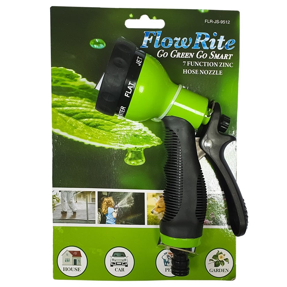 FLOW RITE 2PCS HOSE NOZZLE SET 3 WAY ADJUSTABLE TRIGGER NOZZLE 7 FUNCTION TRIGGER - FG-JS-9639 Pie's Variety Store
