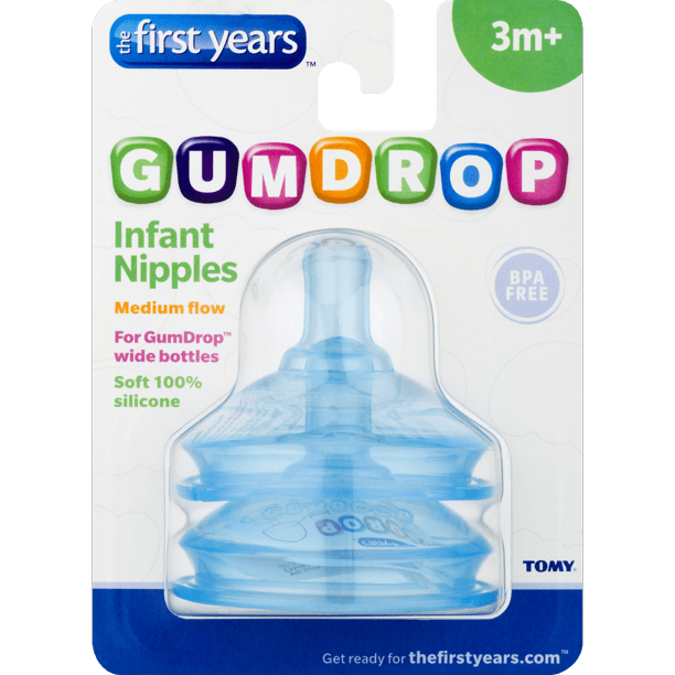 FIRST YEARS  Nipples Gumdrop 2pk Wide Neck: Extend the life of your GumDrop Wide Neck Bottles with these Replacement Nipples - Y4970 ebuystt