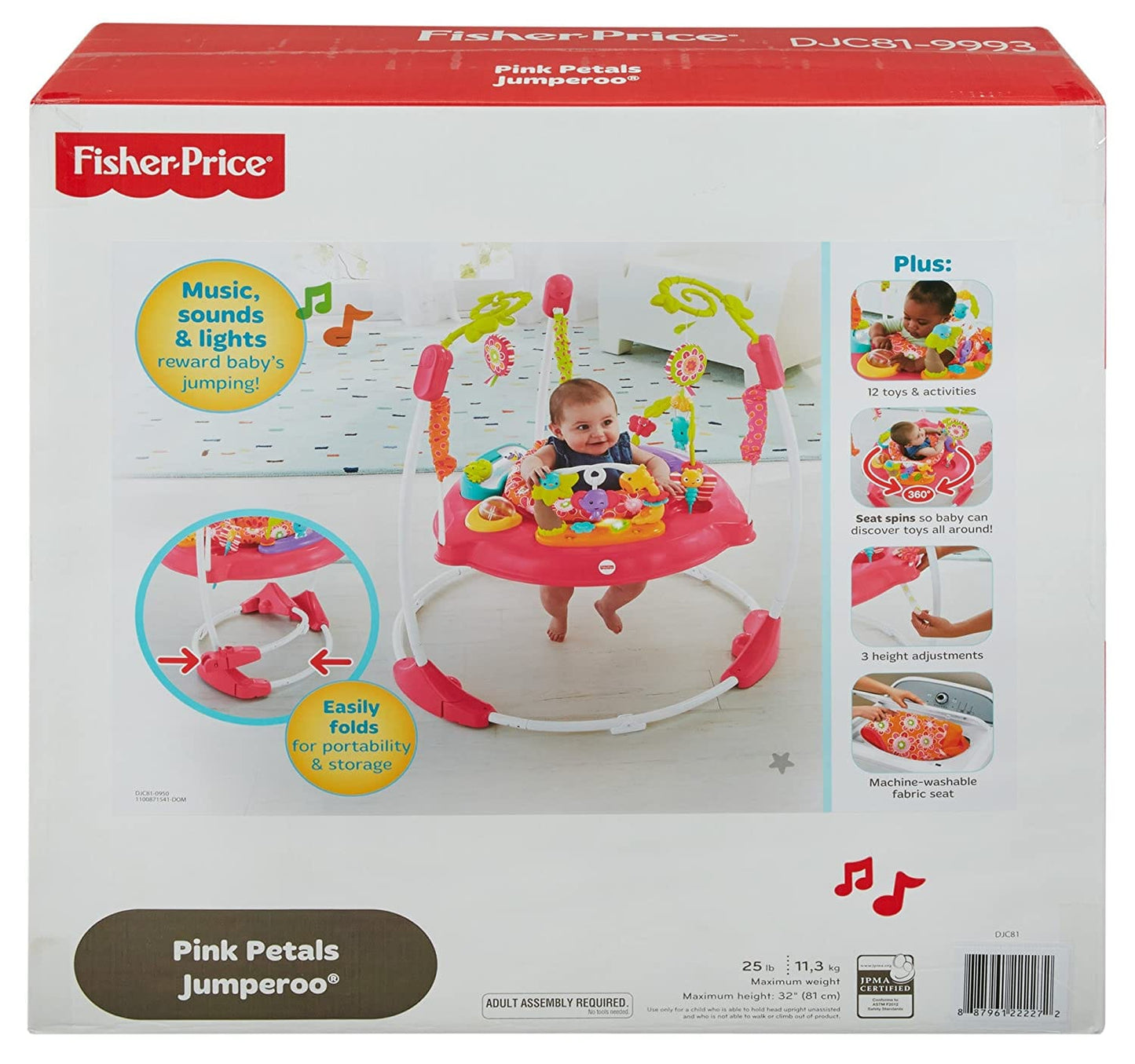 FISHER-PRICE Jumperoo Pink Petals: There’s so much for baby to discover with sweet animal friends on this Jumperoo® — music, lights and exciting sounds reward baby with every jump - DJC81 ebuystt