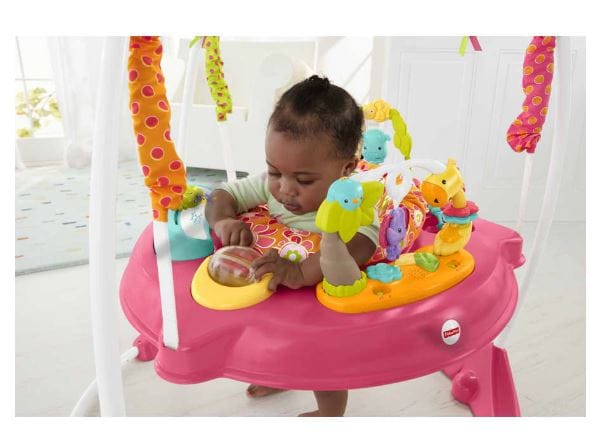 FISHER-PRICE Jumperoo Pink Petals: There’s so much for baby to discover with sweet animal friends on this Jumperoo® — music, lights and exciting sounds reward baby with every jump - DJC81 ebuystt