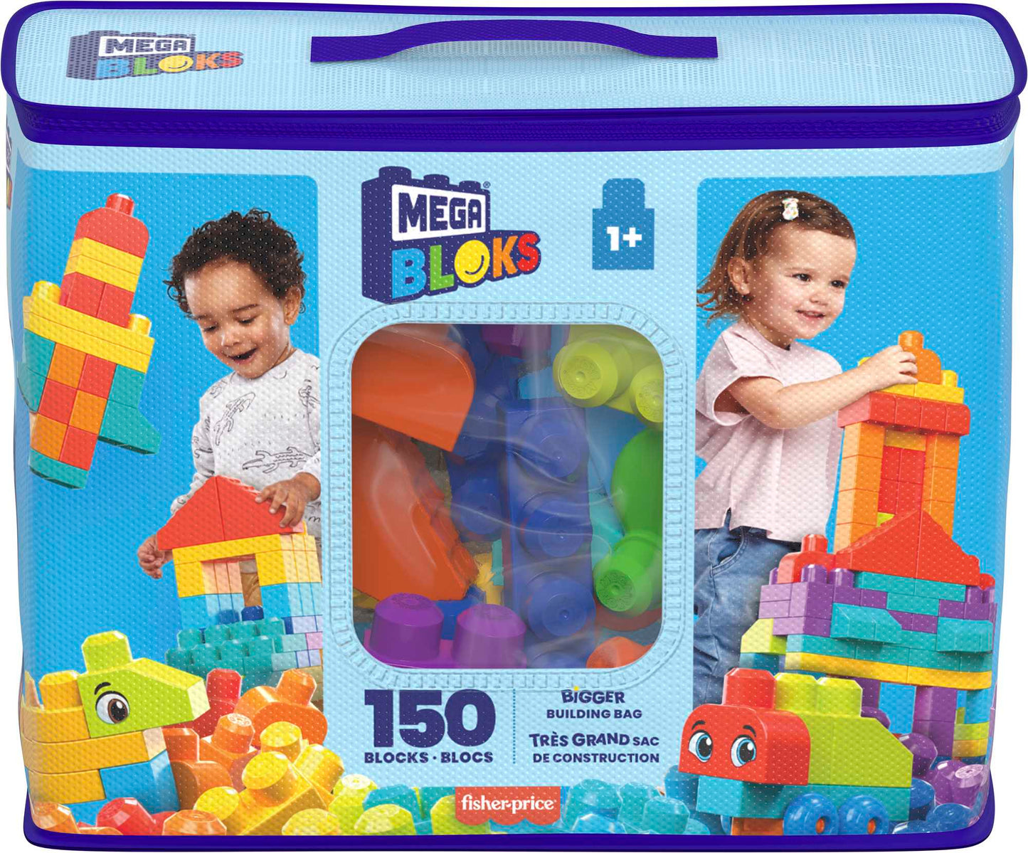 FISHER-PRICE Bigger Building Bag 150 piecces: These blocks help to develop imagination and fine motor skills - HHM96 ebuystt