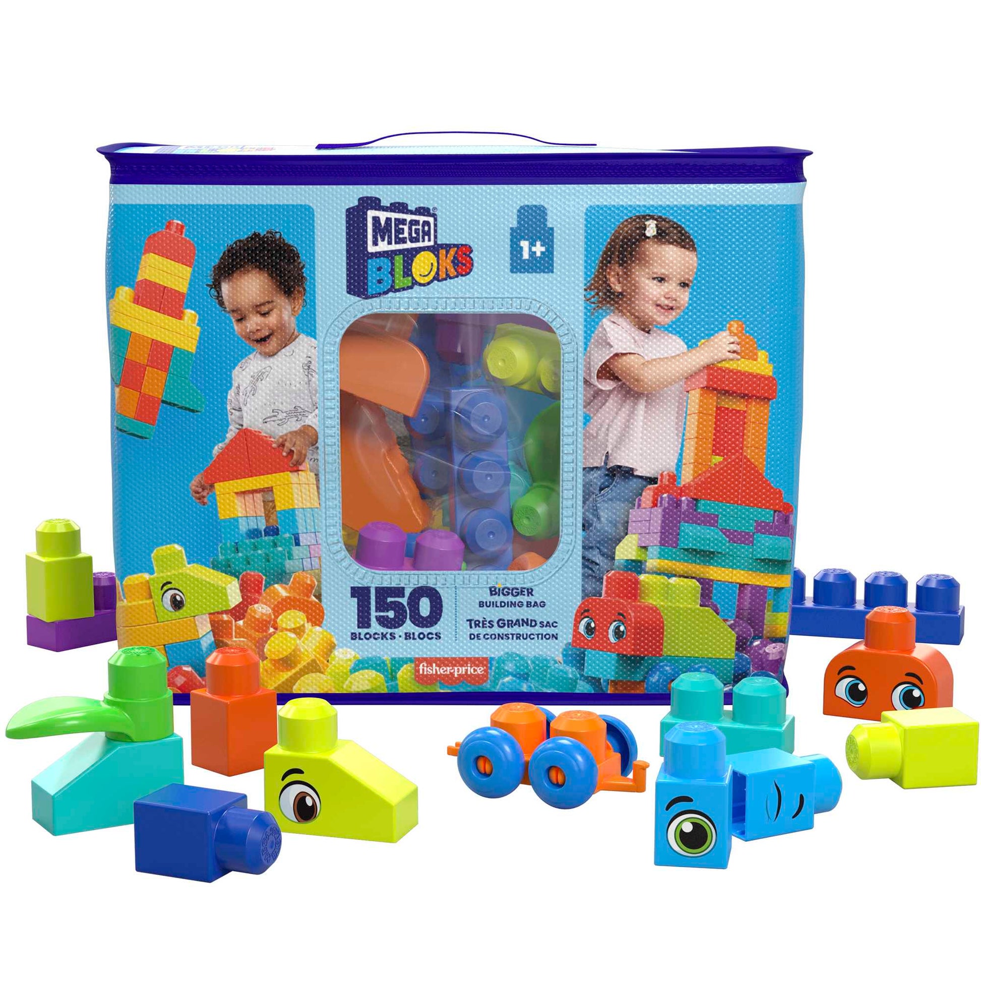 FISHER-PRICE Bigger Building Bag 150 piecces: These blocks help to develop imagination and fine motor skills - HHM96 ebuystt
