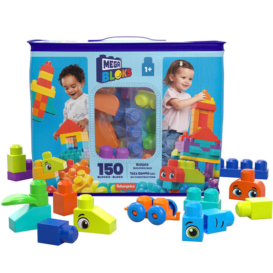 FISHER-PRICE Bigger Building Bag 150 piecces: These blocks help to develop imagination and fine motor skills - HHM96 ebuystt