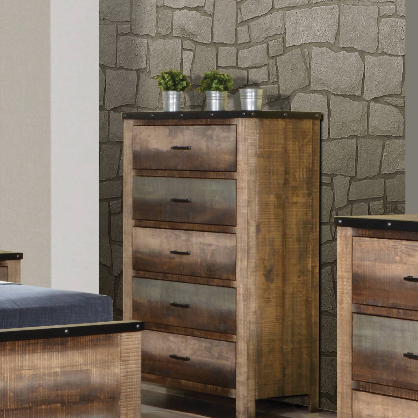 Sembene 5-Drawer Chest Antique Multi-Color Collection: You'll Love The Design Of This Chest, With Five Spacious Drawers, It Offers Ample Storage Space To Keep Your Room Organized.  SKU: 205095 coastmega