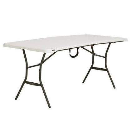 Lifetime 25011 Fold In Half Light Commercial Table, 6 Feet, White Granite frame is rust-resistant and powder coated; designed for indoor and outdoor use- 387421