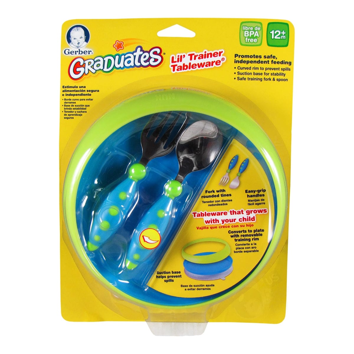 GERBER  Cutlery Set: Graduates Lil' Trainer Tableware Set is ideal for kids who are learning to self-feed - 18190HY ebu