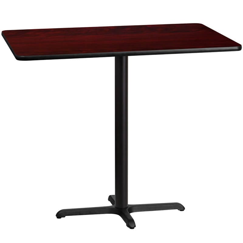 30'' x 48'' Rectangular Black Laminate Table Top with 23.5'' x 29.5'' Bar Height Table Base [XU-BLKTB-3048-T2230B-GG] Fl Furniture