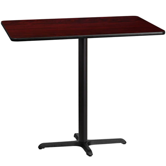 30'' x 48'' Rectangular Black Laminate Table Top with 23.5'' x 29.5'' Bar Height Table Base [XU-BLKTB-3048-T2230B-GG] Fl Furniture
