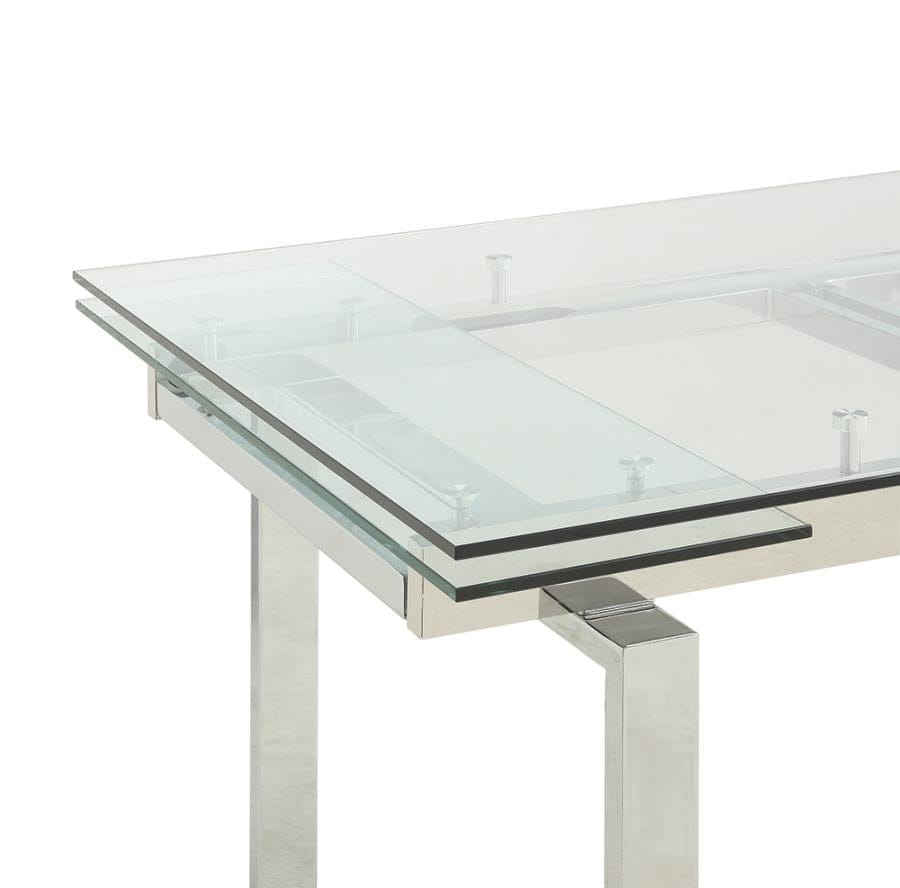 Wexford Glass Top Dining Table With Extension Leaves Chrome 106281 ebuystt