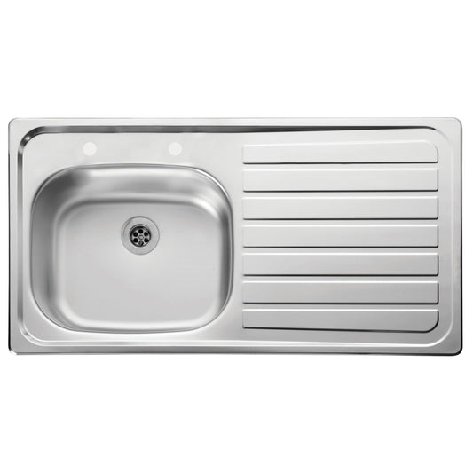 Durable Stainless Steel Kitchen Sink, Single Basin with Right Side Drain Board, Perfect for Home or Commercial Kitchen - AUGH018 MEGA