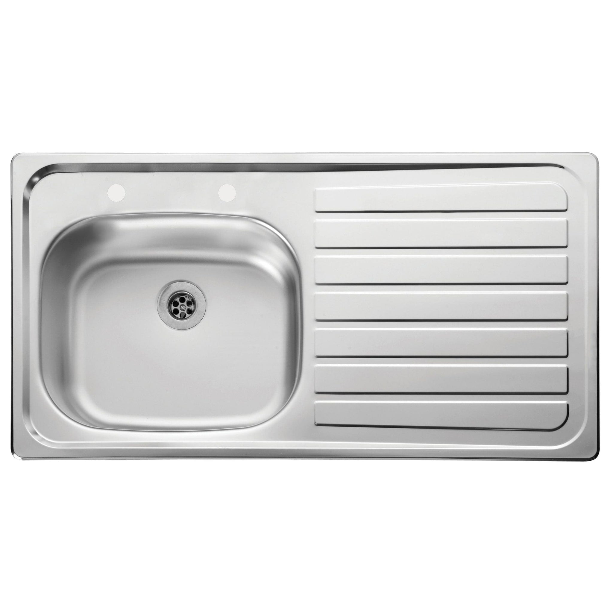 Durable Stainless Steel Kitchen Sink, Single Basin with Right Side Drain Board, Perfect for Home or Commercial Kitchen - AUGH018