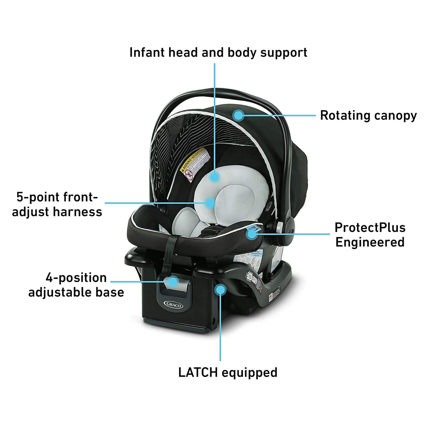 Graco Infant Car Seat Snugride 35 Lite Lx Studio: 4-position adjustable base with level indicator ensures precise installation - 2110186 ebuystt