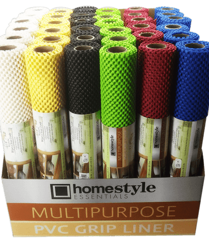 Homestyle Essentials Grip Liner, Multi-Purpose, PVC Mat, Assorted Colours - Non Adhesive Roll, Anti-Skid, Non Slip, Durable and Strong, for Drawers, Shelves, Pantry, Cabinets, Storage, Kitchen and Desks-CH81754