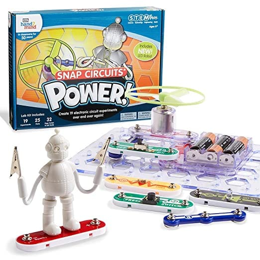 GTBW Stem At Play Power Electricity Kit: Using the snap circuits kit, children can create a close circuit, make Sparky the Robot light up, learning how to communicate using Morse Code - 90741