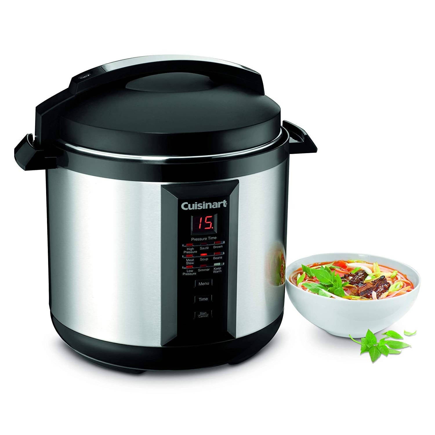 Cuisinart 6 Quart 1000 Watt Electric Pressure Cooker (Stainless Steel) This unit traps steam inside, which builds up pressure to create hotter temperatures, and its tight seal locks in heat giving great-tasting meals - CU-CPC-600 Pie's Variety Store