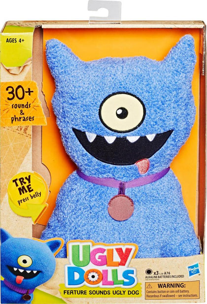HASBRO Ugly Dolls Feature Sound Ulgy Dog: Every moment is worth celebrating so why not give it a squeeze to start playing the fun phrases and sounds - E4523
