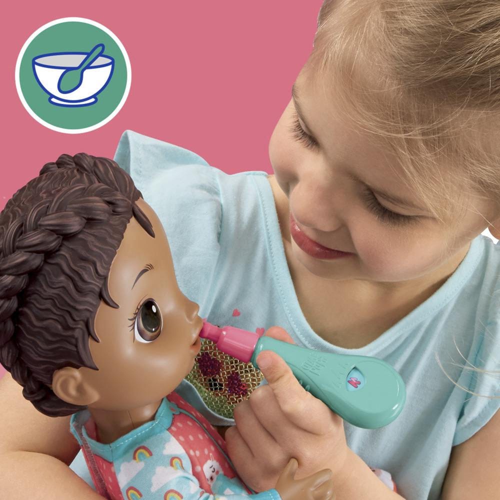 HASBRO  Baby Alive Mix My Medicine Baby: Includes doll, diaper, medicine cup and dropper, 2 packets of doll medicine, interactive thermometer, removable pajamas, bandage stickers, tissue, and instructions - E6941 ebuystt