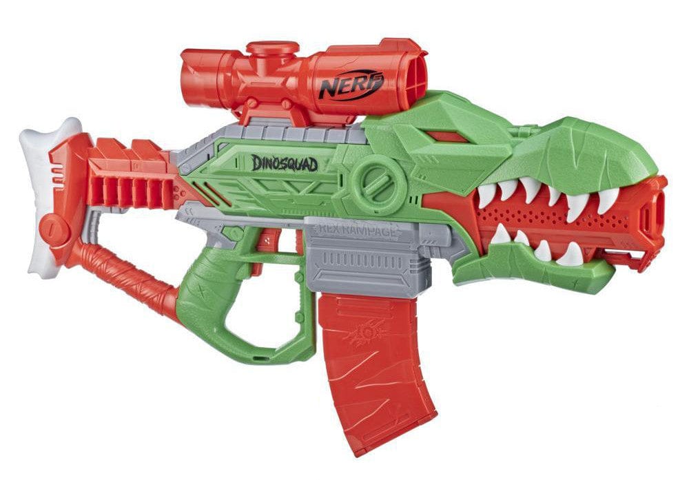 HASBRO Nerf Rex Rampage Dino Squad: Blast into battle with the power of a T-rex with this blaster that features awesome dinosaur details - F0808