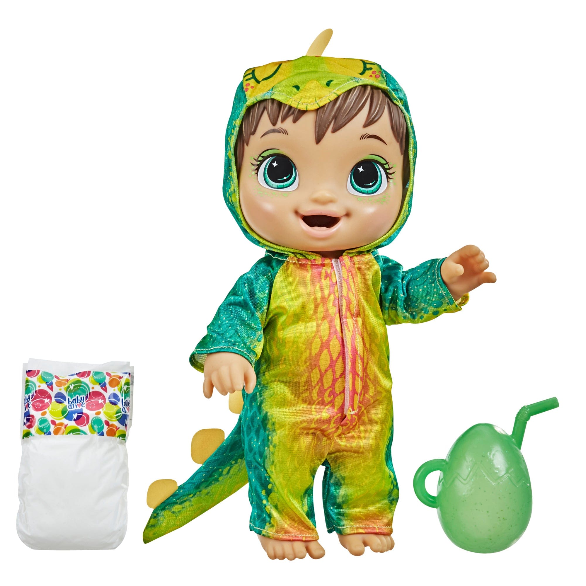 HASBRO Baby Alive Dino Cuties: Stegosaurus-style removable onesie and matching hood - F0933