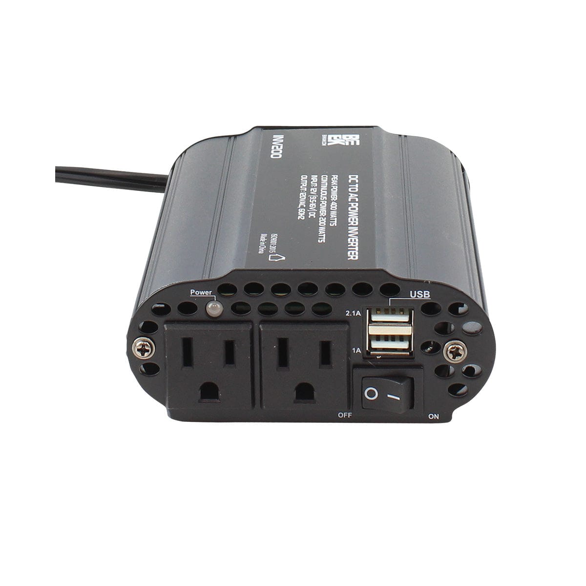 DC to AC Power Inverter 400 Watts Peak Power  This portable inverter enables users to charge various devices, such as smart phones, tablets, etc-INV200