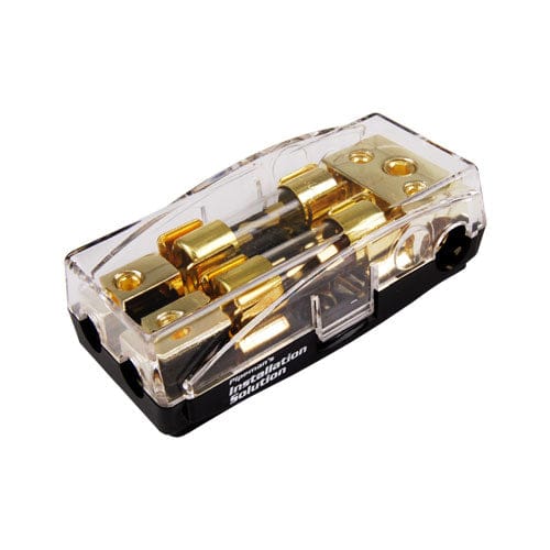 Pipeman's Installation Solution Two Position AGU Fuse Holder  Gold Plated Dual AGU Fuse Holder 4/8 Gauge Power or Ground with 40 Amp  Gauge Distribution Block Heat resistant base and clear protective cover-IS-FBG-4328