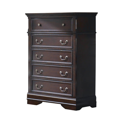 Cambridge 5-Drawer Rectangular Chest Cappuccino Collection: Cambridge, A Sophisticated Personality, Rich And Warm Cappuccino Hue Creates A Stunning Complement To Timeless Structure, Store Jewelry And Other Valuables, Plenty Storage, SKU: 203195