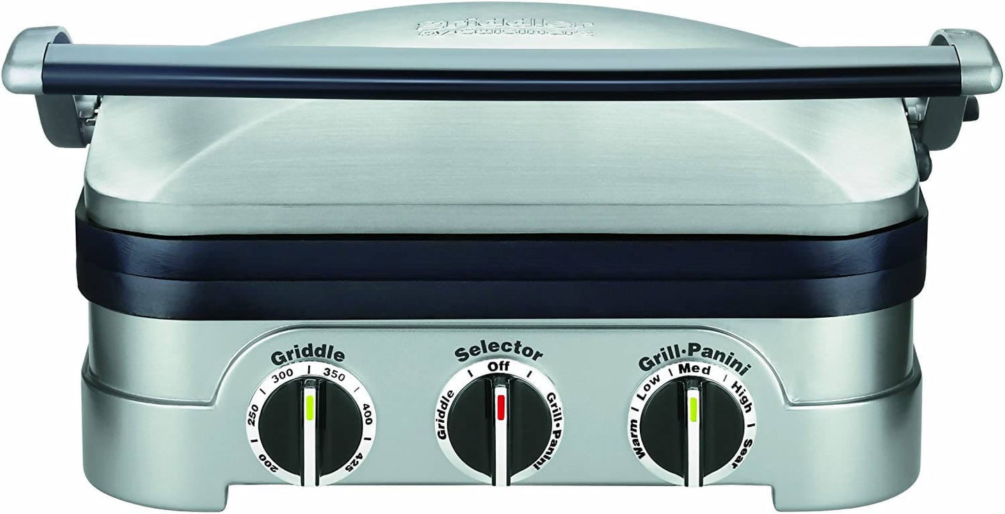 Cuisinart 5-in-1 Griddler can handle everything from pancakes and sausages to grilled cheese to steaks, hamburgers, and panini. - CU-GR-4 Pie's Variety Store