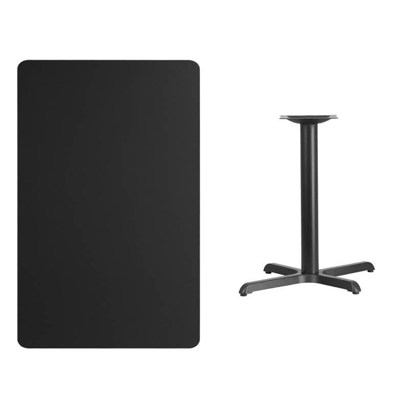 30'' x 48'' Rectangular Black Laminate Table Top with 23.5'' x 29.5'' Table Height Base [XU-BLKTB-3048-T2230-GG] Fl Furniture